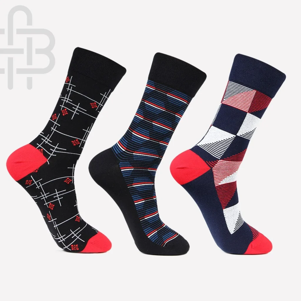 Men's Formal Business Socks 3-Pack – Grid & Stripe