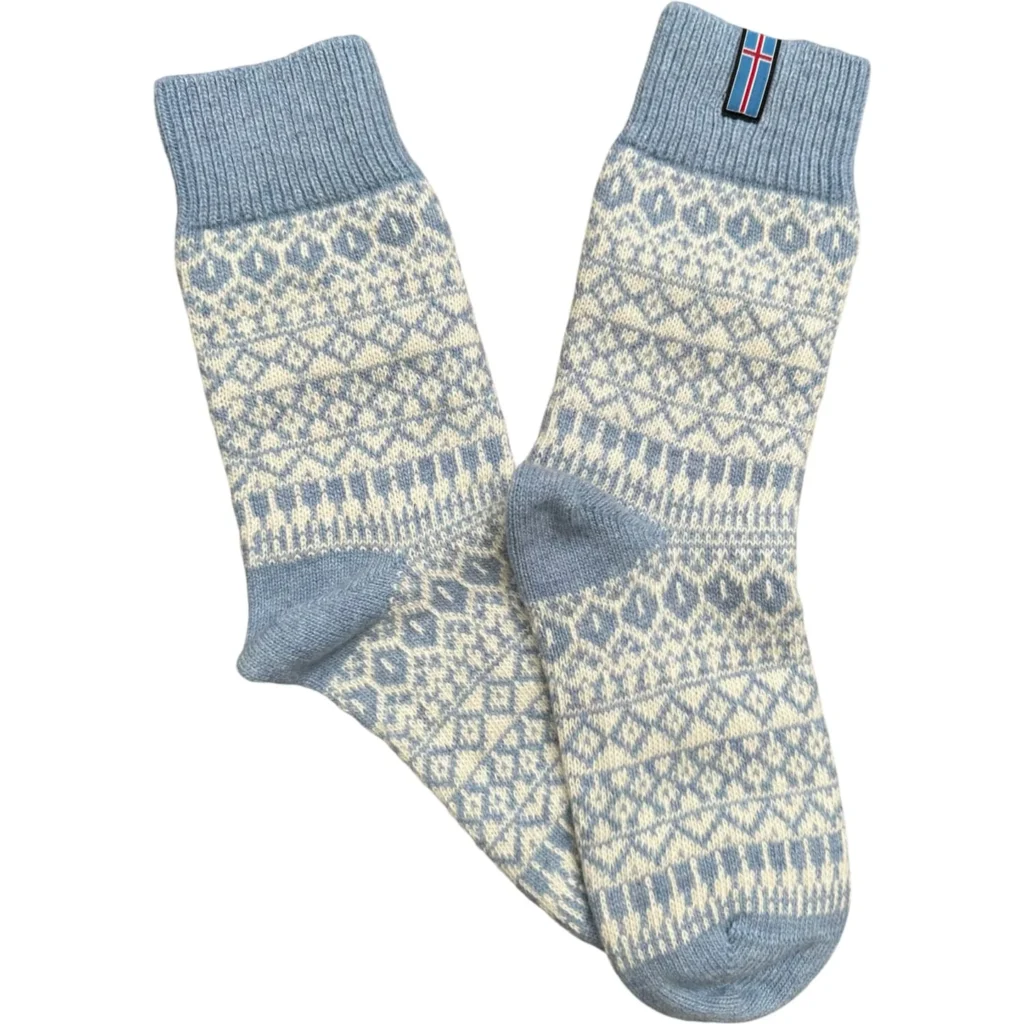 Icelandic Rag Wool Socks – Light Blue