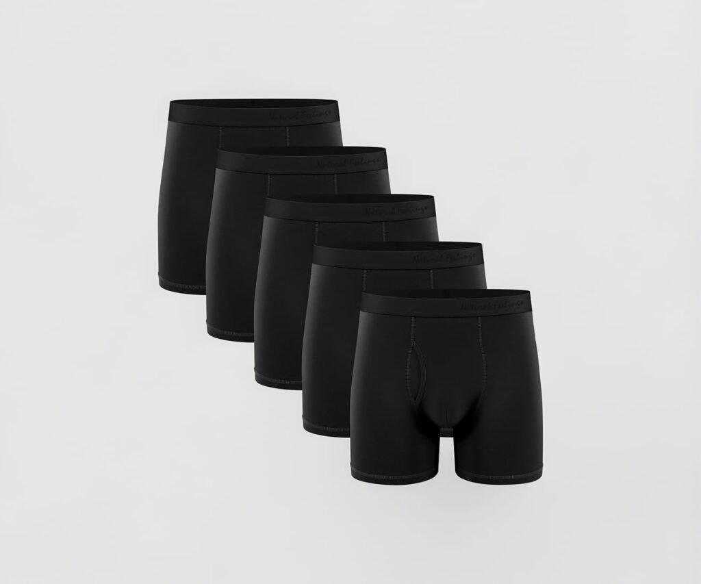 Men's Soft Cotton Boxer Briefs 5-Pack – Black