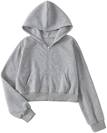 Grey Cropped Zip-Up Hoodie